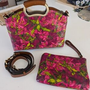Floral Pink and Brown Women's Bag Set